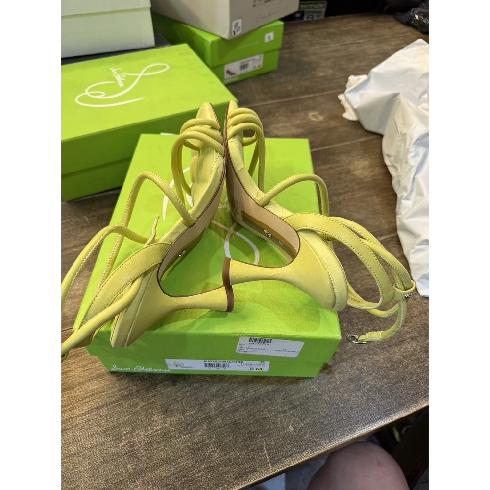 Sam Edelman MAVEN PADDED‎ STRAPPY HEEL In Kiwi Leather Size 8 Sandal - Picture 8 of 12